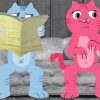 Cartoon Pink Blue Cats Paint By Numbers