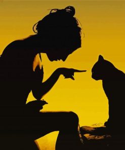 Cat And Girl Silhouette Paint By Numbers