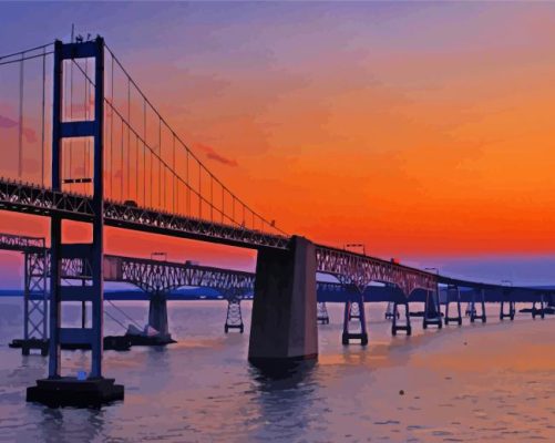 Chesapeake Bay Bridge At Dawn Paint By Numbers