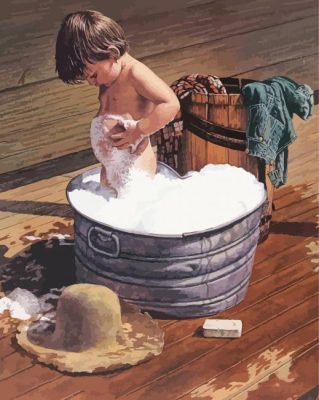 Child Bathing Paint By Numbers