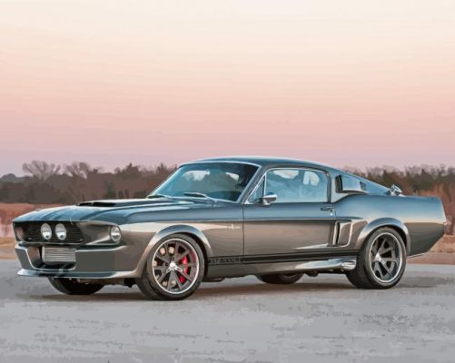 Classic Grey Mustang Shelby Paint By Numbers