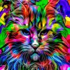 Colorful Psychedelic Cat Paint By Numbers