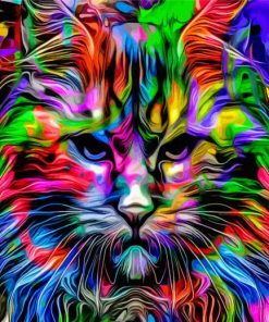 Colorful Psychedelic Cat Paint By Numbers