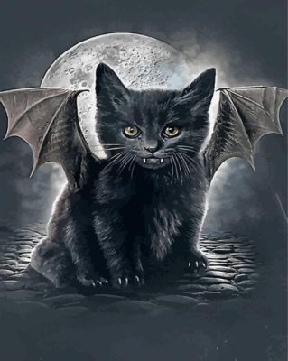 Creepy Bat Cat Paint By Numbers