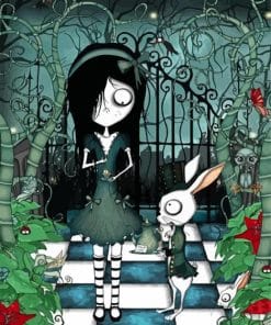 Creepy Dark Alice And Rabbit Paint By Numbers