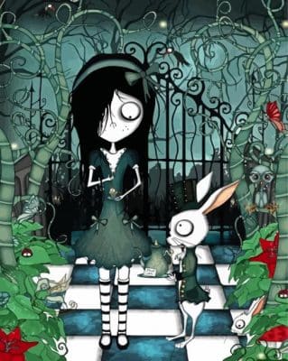 Creepy Dark Alice And Rabbit Paint By Numbers