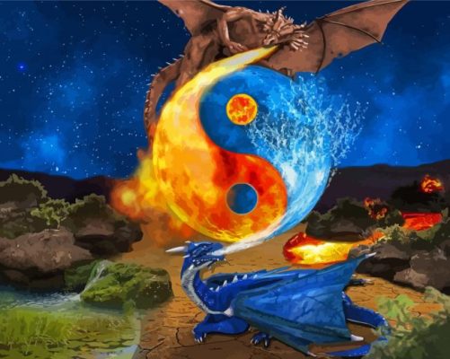 Dragon Water And Fire Paint By Numbers