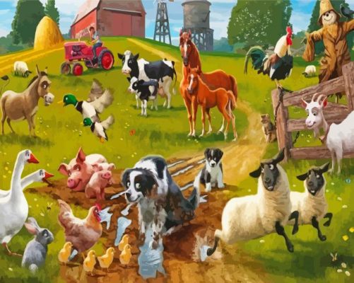 Farm With Animals Paint By Numbers