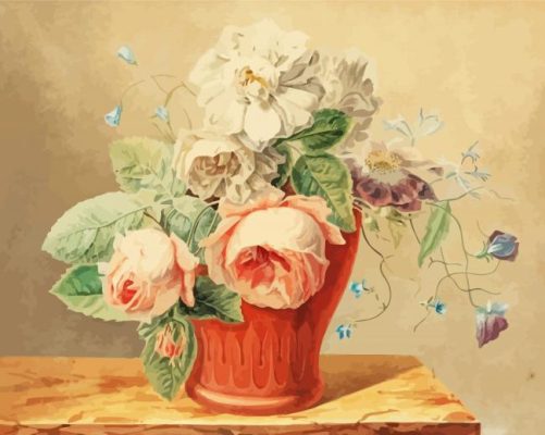 Flowers Vase On Table Van Huysum Paint By Numbers