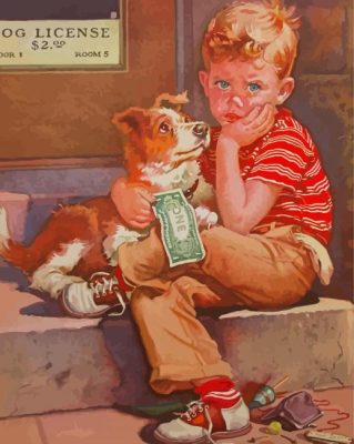 Frances Tipton Hunter Boy And Dog Paint By Numbers