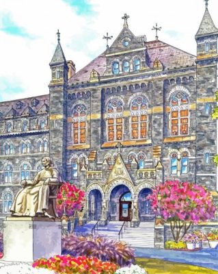 Georgetown University Building Art Paint By Numbers