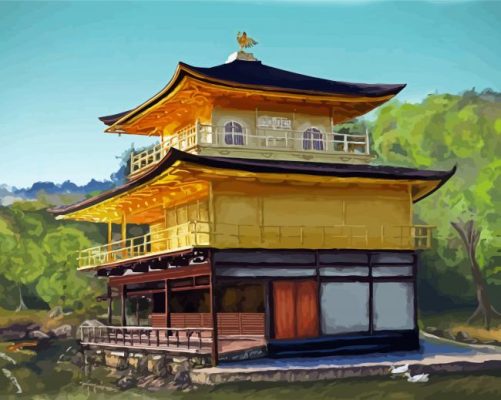 Golden Palace Japan Building Art Paint By Numbers