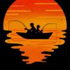 Illustration Father And Son Fishing Silhouette Paint By Numbers