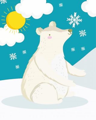 Illustration Polar Bear In The Snow Paint By Numbers