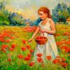 Lady In Poppy Field Abstract Paint By Numbers