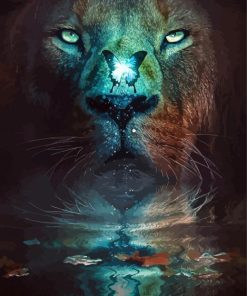 Lion With Butterfly Reflection Paint By Numbers