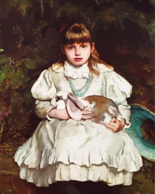 Little Girl With Rabbit Paint By Numbers