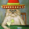 Mad Cat In Sombrero Paint By Numbers