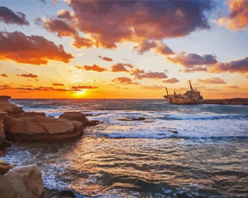 Mediterranean Seascape At Sunset Paint By Numbers