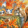 Mischievous Squirrel And Birds Paint By Numbers