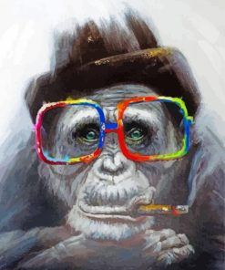 Monkey Wearing Glasses Paint By Numbers