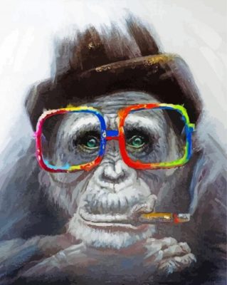 Monkey Wearing Glasses Paint By Numbers