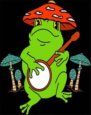 Mushroom Frog Playing Banjo Paint By Numbers