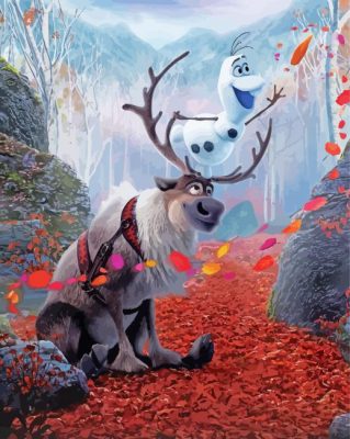 Frozen Olaf And Sven Poster Paint By Numbers