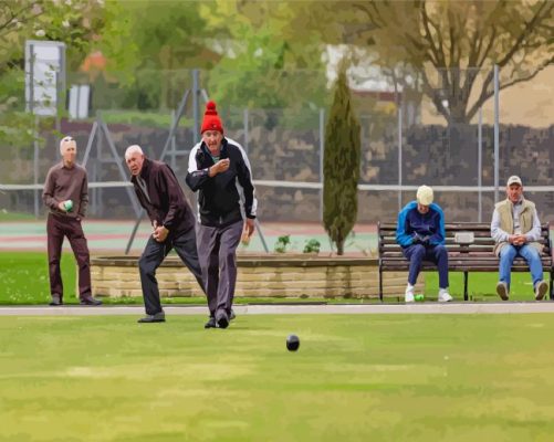 Old Men Playing Crown Green Bowls Paint By Numbers