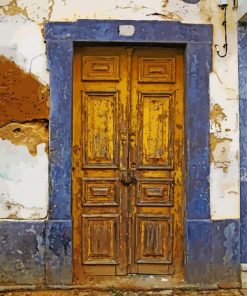 Old Wooden Yellow Door Paint By Numbers
