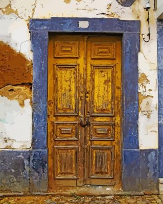 Old Wooden Yellow Door Paint By Numbers