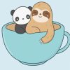 Panda And Sloth In A Cup Paint By Numbers