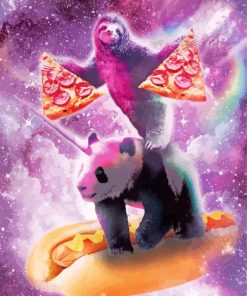Panda And Sloth In Space Paint By Numbers