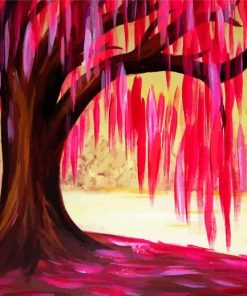 Pink Willow Tree Paint By Numbers