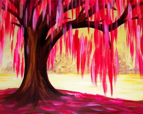 Pink Willow Tree Paint By Numbers