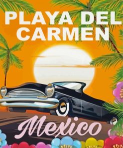 Playa Del Carmen Mexico Poster Art Paint By Numbers