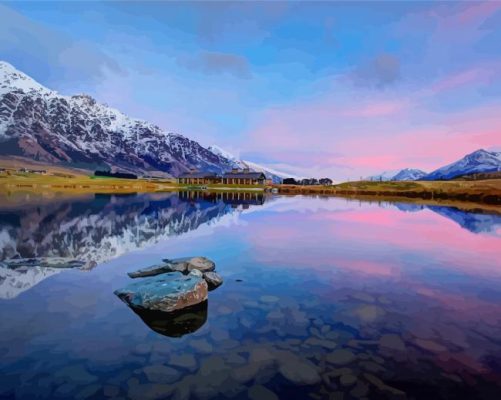 Queenstown Lake At Sunset Paint By Numbers