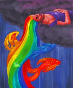 Mermaid Rainbow Hair Color Paint By Numbers