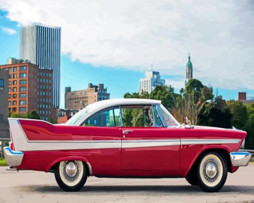 Red 1958 Plymouth Fury Paint By Numbers