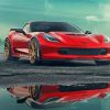 Red C7 Corvette Reflection Paint By Numbers