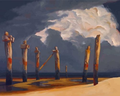 Remnant Pier With A Stormy Sky Paint By Numbers