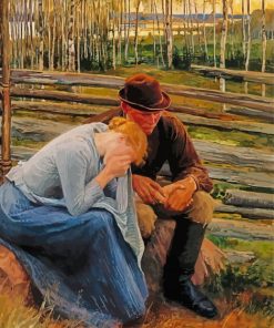Sad Couple Sitting In Forest Paint By Numbers