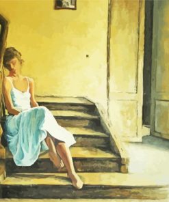 Sad Woman On Stairs Paint By Numbers