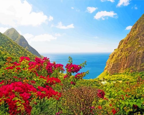 Saint Lucia Island In The Caribbean Paint By Numbers