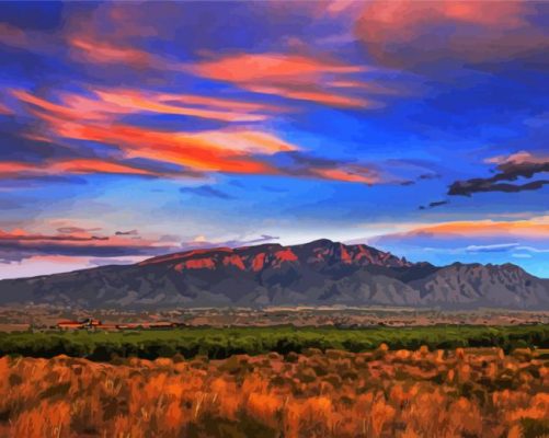 Sandia Mountains At Sunset Paint By Numbers