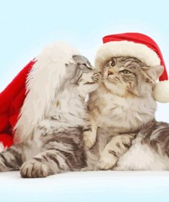 Santa's Kissing Cat Paint By Numbers