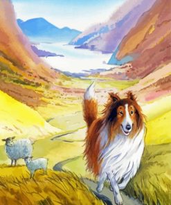 Sheep And Dog Walking Paint By Numbers