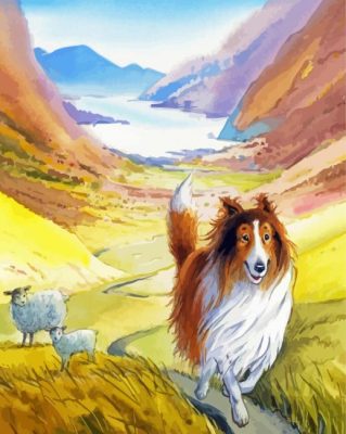 Sheep And Dog Walking Paint By Numbers