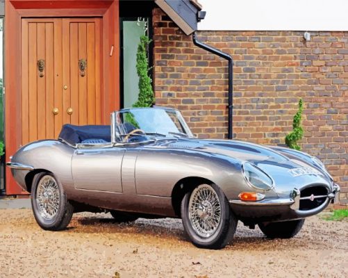 Silver Jaguar E Type Car Paint By Numbers