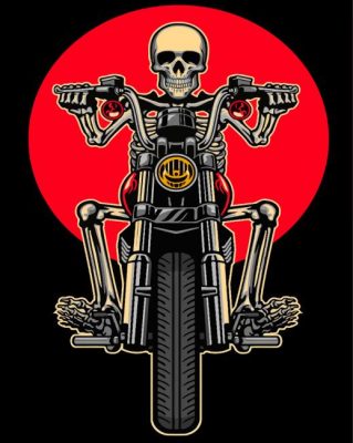 Skull And Motorcycle Paint By Numbers